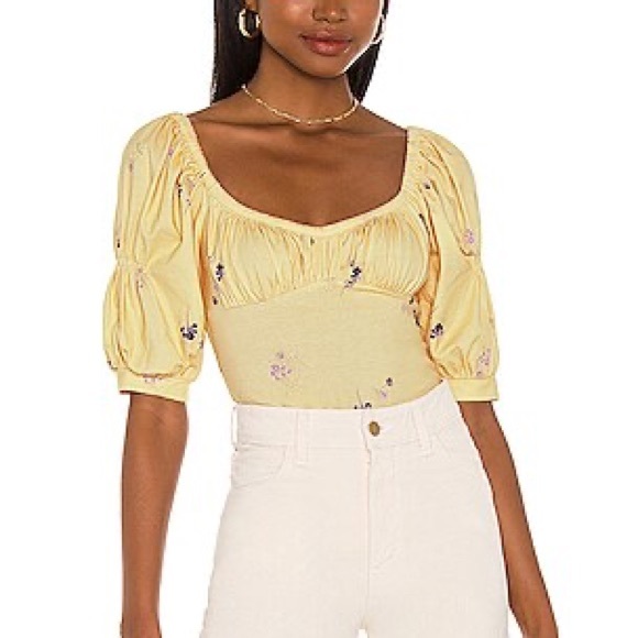 Free People Play Date Floral Print Stretch Cotton Bodysuit - Picture 1 of 7